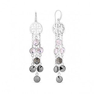 Серьги с серебра 925 пробы с кристаллами Swarovski (KWDR1122SS29CH), Александрит, Оникс, Фианит, Swarovski