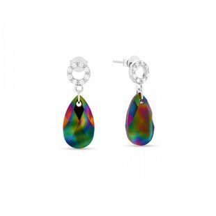 Серьги с серебра 925 пробы с Радужными Ониксами Swarovski (KCK610616RD), Оникс, Swarovski