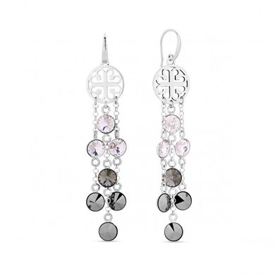 925 Sterling Silver Earrings with Crystals of Swarovski (KWDR1122SS29CH), Silver Night, Jet, Crystal, Swarovski