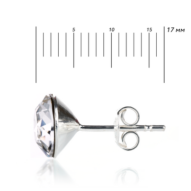 Срібні сережки-гвоздики. Фіаніт Swarovski. Артикул 61624-C, Фіаніт, Swarovski