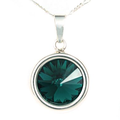 Silver pendant with chain. The Swarovski emerald. Article 61266-EM, Emerald, Swarovski