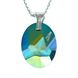925 Sterling Silver Pendant with Chain with Scarabeus Green Crystal of Swarovski (N691026SG), Jet, Swarovski