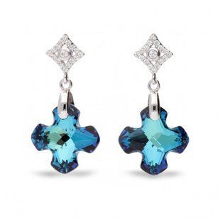 Серьги с серебра 925 пробы с Бермудськими Танзанитами Swarovski (KC686714BB), Танзанит, Swarovski