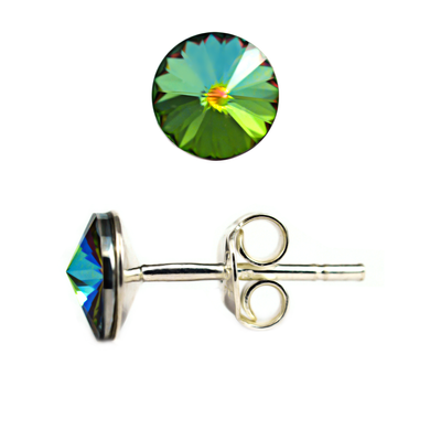 Silver stud earrings. Dark Swarovski Amethyst. Article 61615-VM, Vitrail Medium, Swarovski