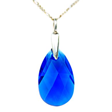 Silver pendant with chain. Royal Swarovski Sapphire. Article 64617-MAB, Sapphire, Swarovski