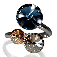 Silver ring. Swarovski Indigo sapphire. Article 25620-N, Sapphire, Swarovski, Adjustable