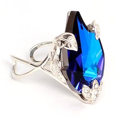 Silver ring. Swarovski sapphire. Article 12624-S, Sapphire, Swarovski, Adjustable