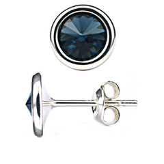 Silver stud earrings. The Swarovski Montana sapphire. Article 61618-M, Sapphire, Swarovski