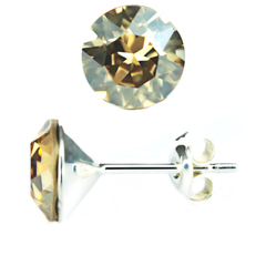 Silver stud earrings. Golden Swarovski Citrine. Article 61624-GS, Golden Shadow, Swarovski