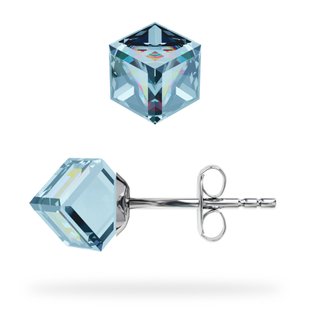 Серьги гвоздики из серебра 925 пробы с Аквамаринами Swarovski (K48416AQ), Аквамарин, Swarovski