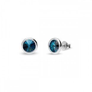 925 Sterling Silver Studs with Montana Crystals of Swarovski (KR1122SS29M), Sapphire, Swarovski