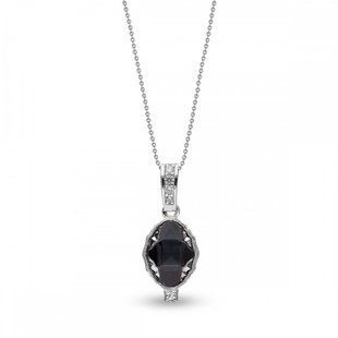 925 Sterling Silver Pendant with Chain with Graphite Light Chrome of Swarovski (NC492614GTCH), Silver Night, Swarovski
