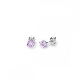 Сережки гвоздики зі срібла 925 проби з Аметистами Swarovski (K48414V), Аметист, Swarovski
