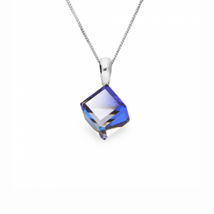 925 Sterling Silver Pendant with Chain with Bermuda Blue Crystal of Swarovski (WJ48416BB), Bermuda Blue, Swarovski