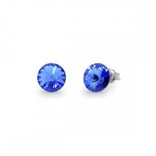 Серьги гвоздики с серебра 925 пробы с Сапфирами Swarovski (K1122SS39SA), Сапфир, Swarovski