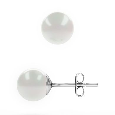 Silver stud earrings. Swarovski pearls. Article 61264-W, Pearl, Swarovski