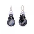 925 Sterling Silver Earrings with Silver Night Crystals of Swarovski (KWP6621SN), Silver Night, Jet, Crystal, Swarovski