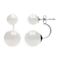 Silver earrings. Swarovski pearls. Article 61368-W, Pearl, Swarovski