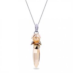 925 Sterling Silver Pendant with Chain with Golden Shadow Crystals of Swarovski (NP6470GS), Jet, Crystal, Golden Shadow
