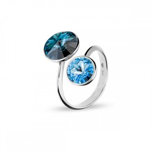 925 Sterling Silver Ring with Montana and Aquamarine of Swarovski (PR1122MAQ), Aquamarine, Sapphire, Swarovski, Adjustable