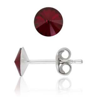 Silver stud earrings. The Swarovski ruby. Article 61615-SI, Siam, Swarovski