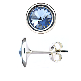 Серьги гвоздики. Light Sapphire. Артикул 61618-LS, Сапфир, Swarovski