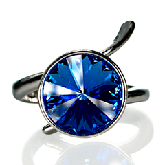 Silver ring. Swarovski sapphire. Article 2365-S, Sapphire, Swarovski, Adjustable