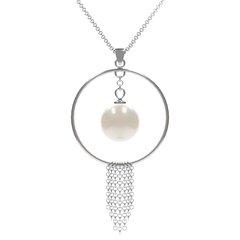 Silver pendant with chain. Swarovski pearls. Article 21967-W, Pearl
