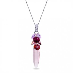 925 Sterling Silver Pendant with Chain with Amethyst Crystals of Swarovski (NP6470LAM), Vitrail Medium, Crystal