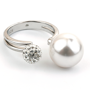 Каблучка. White Pearl. Артикул 23620-W, Перлина, Swarovski