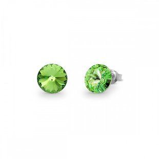 Сережки гвоздики зі срібла 925 проби з Оливінами Swarovski (K1122SS39PE), Оливін, Swarovski