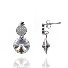Silver earrings. Swarovski Crystal. Article 218612-C, Crystal, Swarovski
