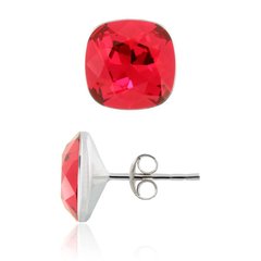 Silver stud earrings. Scarlet Swarovski Ruby. Article 6563-SC, Siam, Swarovski