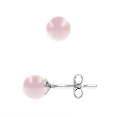Silver stud earrings. Pink Swarovski Pearls. Article 62613-RO, Pearl, Swarovski