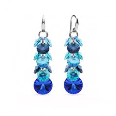 925 Sterling Silver Earrings with Sapphire Crystals of Swarovski (KWP1122SA1), Sapphire, Swarovski