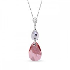 925 Sterling Silver Pendant with Chain with Crystals of Swarovski (NC323061061CHAP), Jet, Crystal, Light Rose, Swarovski