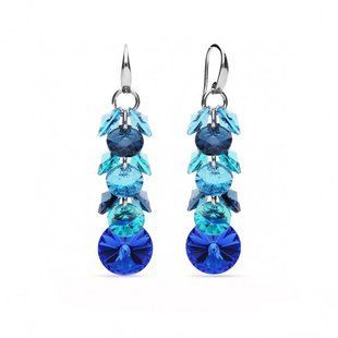 Серьги с серебра 925 пробы с Сапфиром Swarovski (KWP1122SA1), Аквамарин, Бірюза, Сапфир, Swarovski