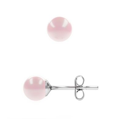 Срібні сережки-гвоздики. Рожеві Перли Swarovski. Артикул 62613-RO, Перлина, Swarovski